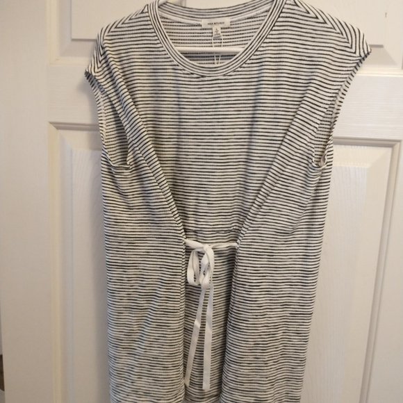 Max Studio Tie Front Striped Sleeveless Tank Top Small - Picture 5 of 6